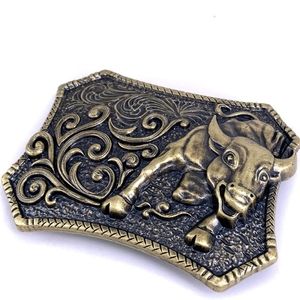 New beautiful gold bull western belt buckle approximately 3.75 inches wi…